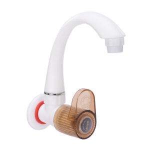 Mashu Royal Heavy Plastic PVC Sink Cock (Duck Mounted) Tap For Bathroom & Kitchen(Brown & White)