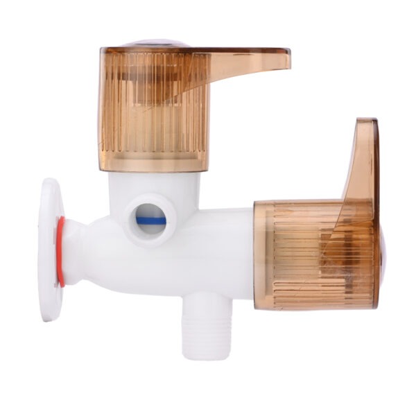 Mashu Royal Heavy Plastic PVC Two Way Angle Cock Tap For Bathroom & Kitchen(Brown & White)