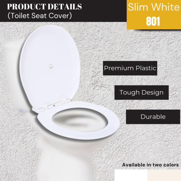 Mashu Oval Toilet Seat Cover- Soft Closure (White) - Image 3
