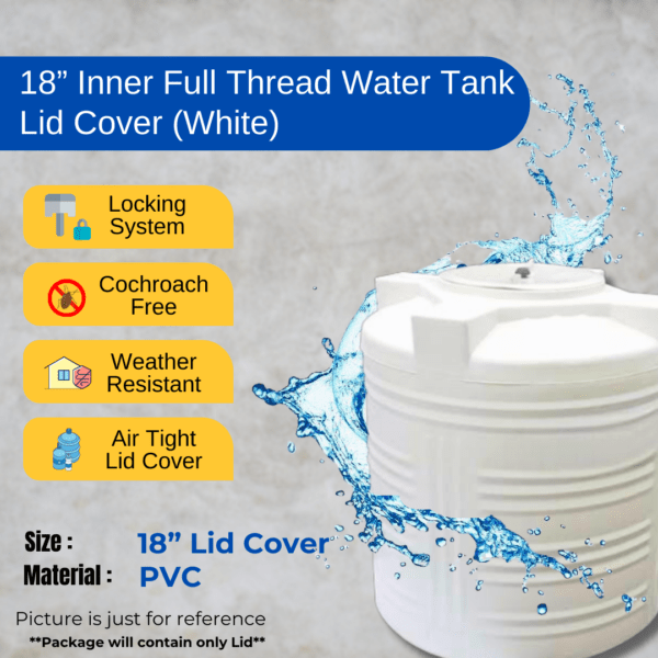 Heavy 18” Inner Full Thread White Water Tank Cover (LID) 500 L to 2000 L - Image 3