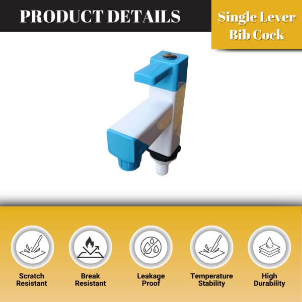 Mashu PTMT Square Plastic PVC Pillar Cock Tap For Bathroom & Kitchen(Blue & White) - Image 3