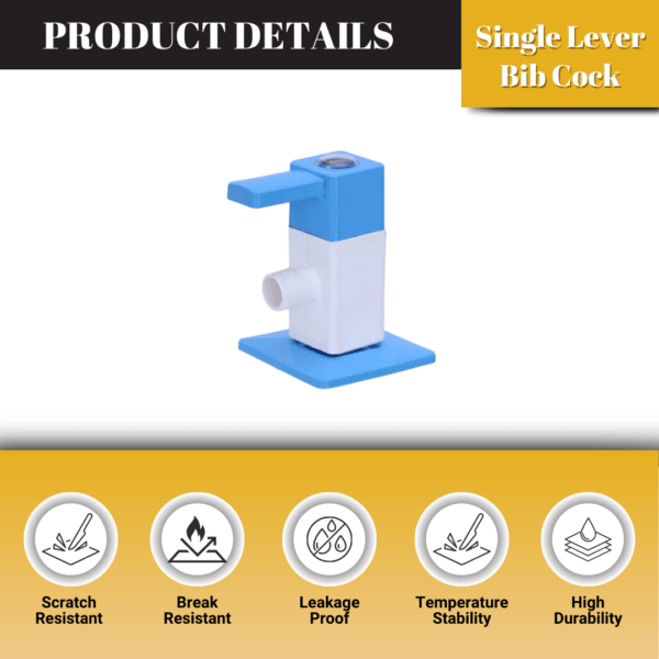 Mashu PTMT Square Plastic PTMT Angle Cock Tap For Bathroom & Kitchen(Blue & White) - Image 3
