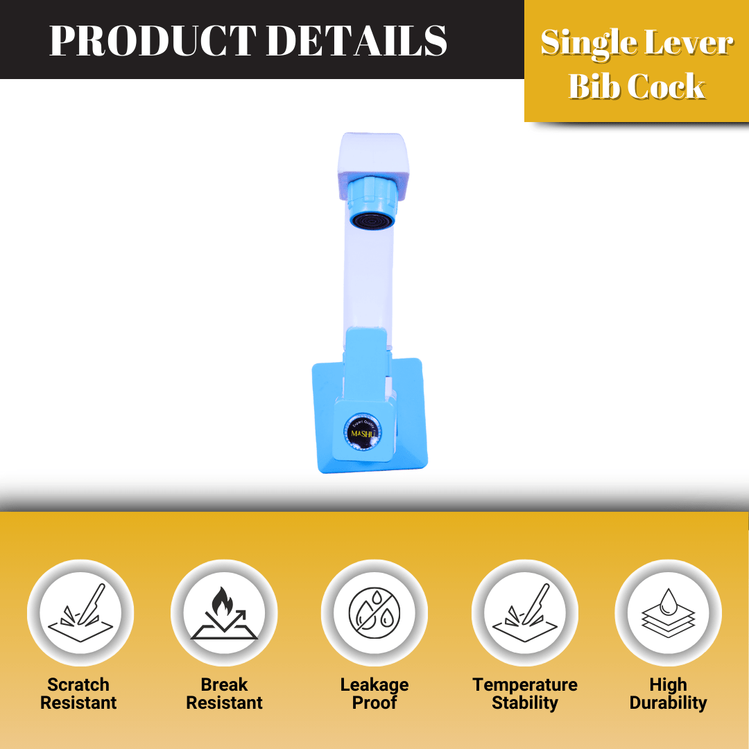 Mashu PTMT Square Plastic PTMT Sink Cock Tap For Bathroom & Kitchen(Blue & White) - Image 3