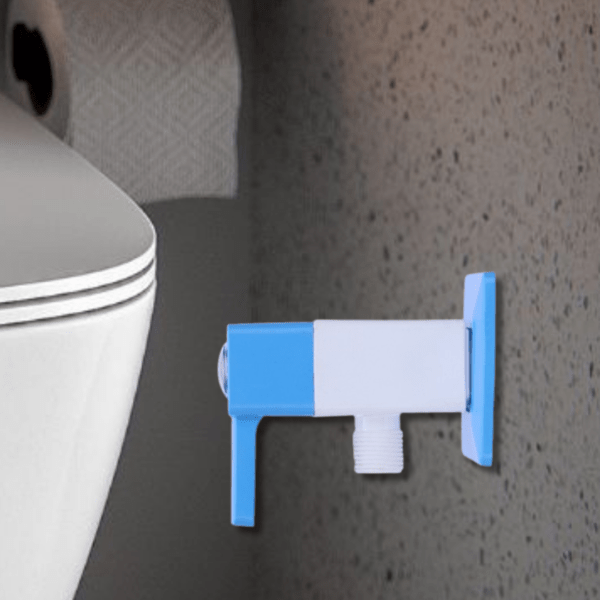 Mashu PTMT Square Plastic PTMT Angle Cock Tap For Bathroom & Kitchen(Blue & White) - Image 6