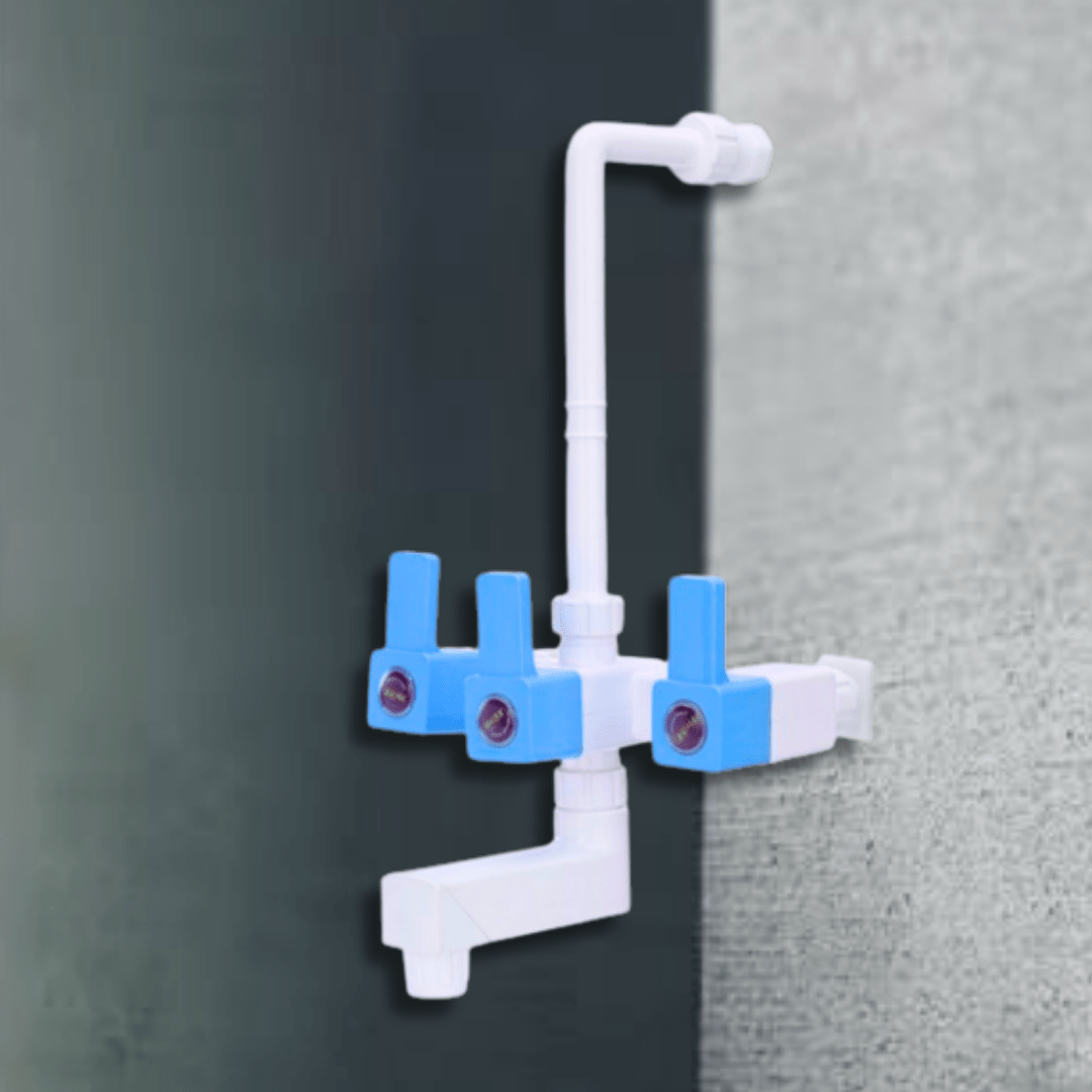 Mashu PTMT Square Plastic PVC Telephonic Mixture Tap For Bathroom & Kitchen(Blue & White) - Image 6