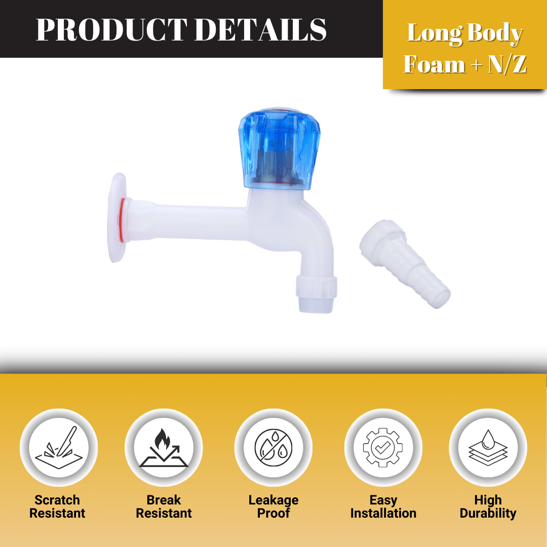 Mashu Diamond Heavy Plastic PVC Long Body Foam +N/Z Tap For Bathroom & Kitchen(Blue & White) - Image 2