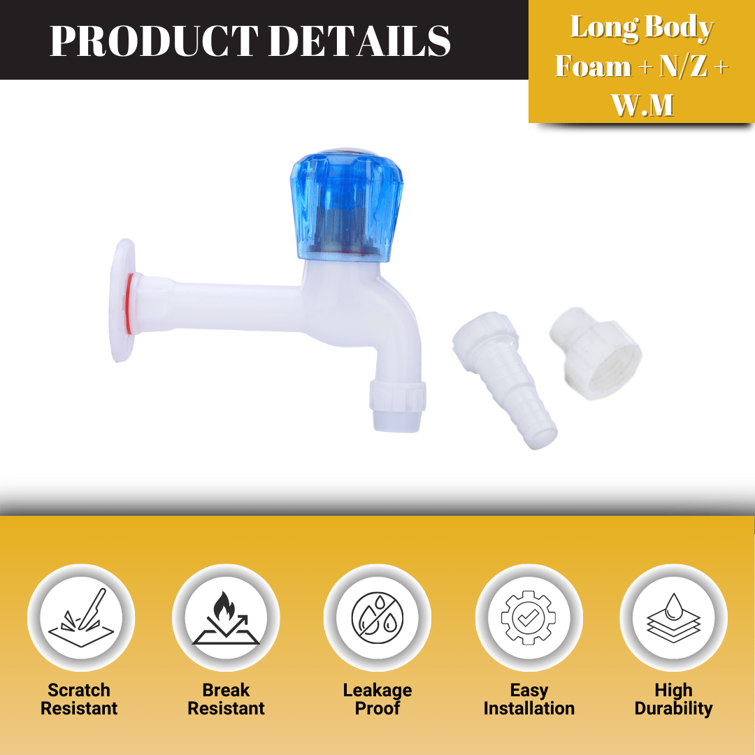 Mashu Diamond Heavy Plastic PVC Long Body Foam +N/Z +W/M Tap For Bathroom & Kitchen(Blue & White) - Image 2