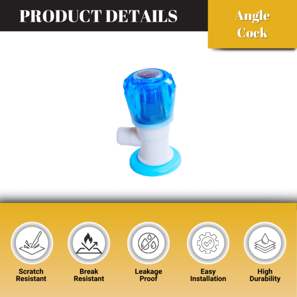 Mashu Diamond Heavy Plastic PVC Angle Cock Tap For Bathroom & Kitchen(Blue & White) - Image 2
