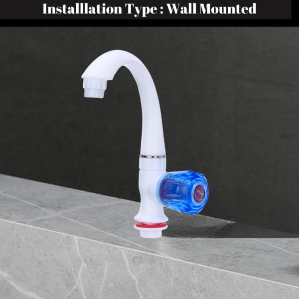 Mashu Diamond Heavy Plastic PVC Swan Neck (Duck Mounted) Tap For Bathroom & Kitchen(Blue & White) - Image 4