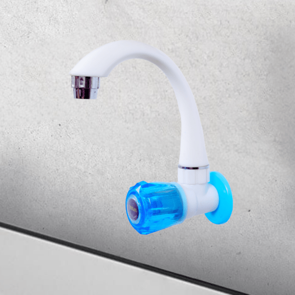 Mashu Diamond Heavy Plastic PVC Sink Cock (Wall Mounted) Tap For Bathroom & Kitchen(Blue & White) - Image 5