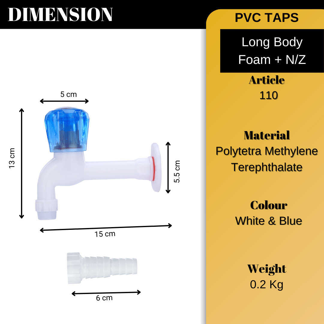 Mashu Diamond Heavy Plastic PVC Long Body Foam +N/Z Tap For Bathroom & Kitchen(Blue & White) - Image 4