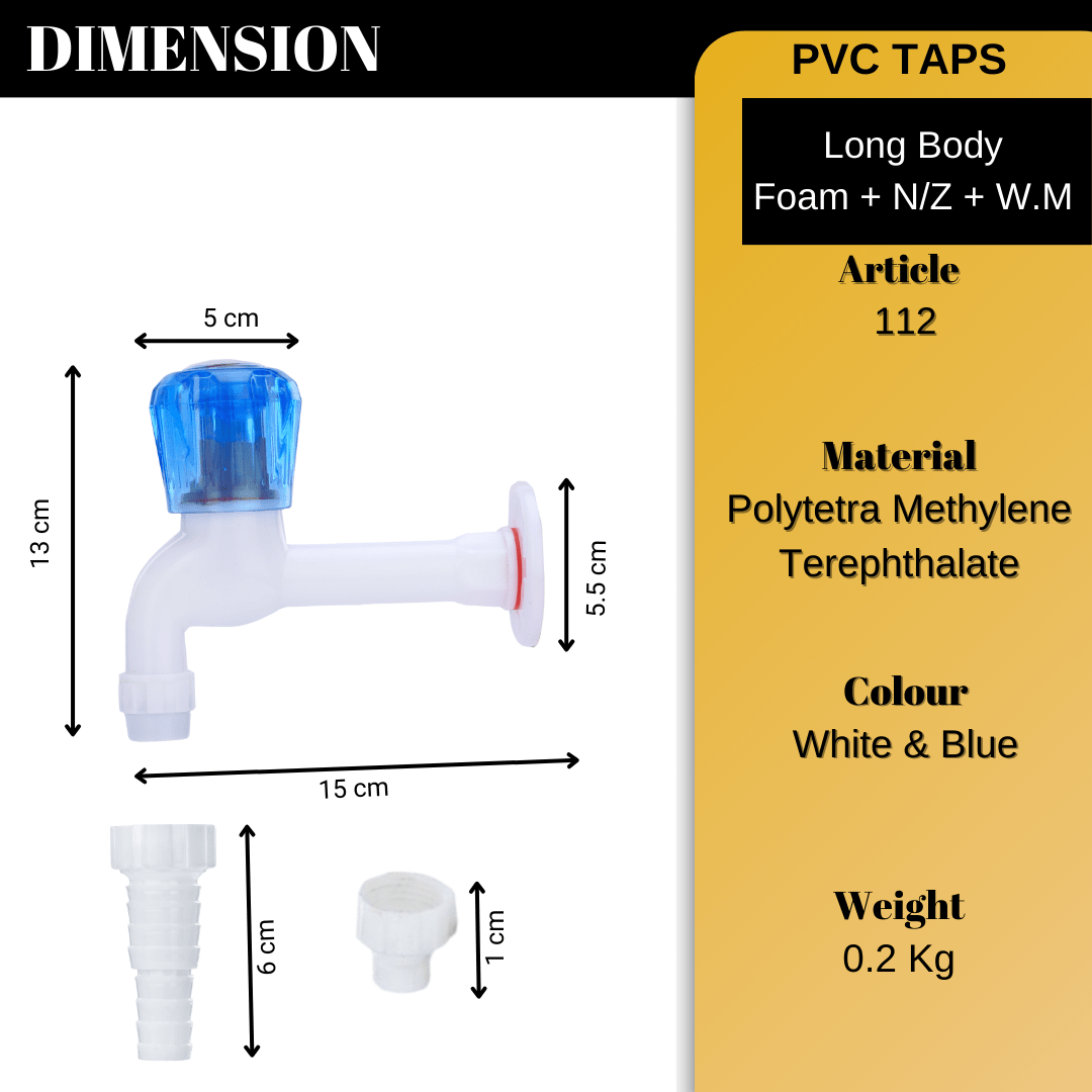 Mashu Diamond Heavy Plastic PVC Long Body Foam +N/Z +W/M Tap For Bathroom & Kitchen(Blue & White) - Image 6