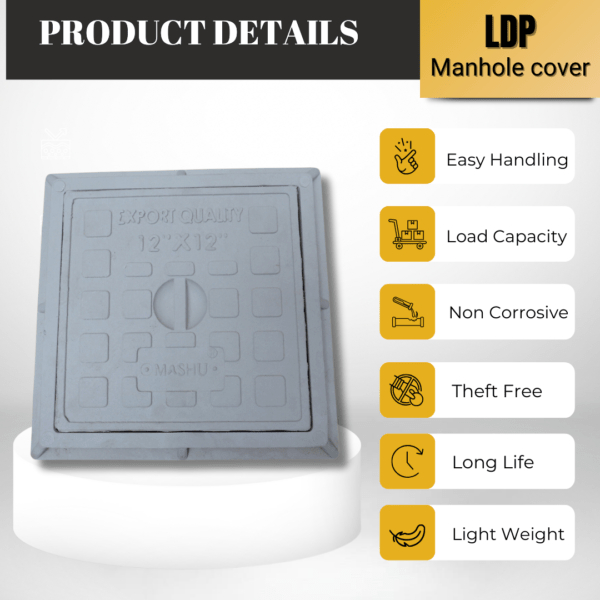 Mashu Heavy Duty Manhole Cover 2.45 Tons For All Purposes (12” x 12”) - Image 3