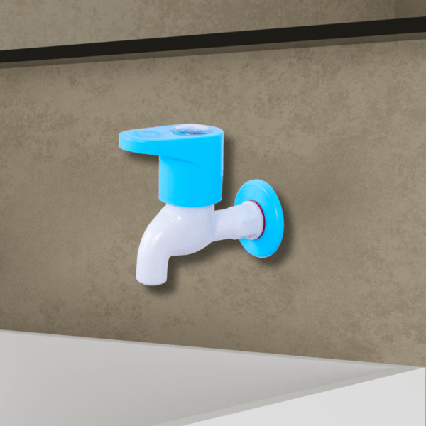 Mashu Opel Heavy Plastic PVC Short Body Tap For Bathroom & Kitchen(Blue & White) - Image 2