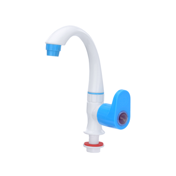 Mashu Opel Heavy Plastic PVC Swan Neck (Duck Mounted) Tap For Bathroom & Kitchen(Blue & White)