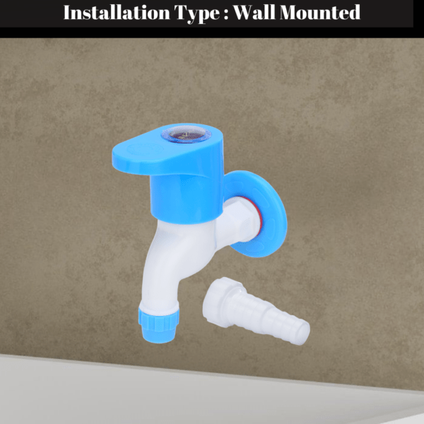 Mashu Opel Heavy Plastic PVC Short Body Foam Flow +N/Z Tap For Bathroom & Kitchen(Blue & White) - Image 3