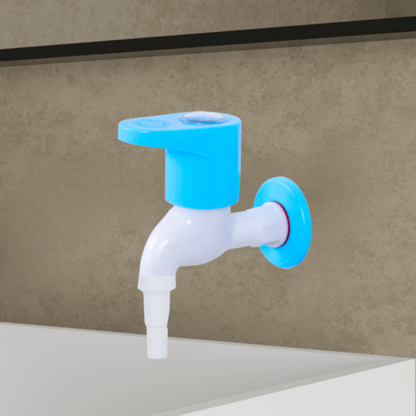 Mashu Opel Heavy Plastic PVC Nozzle Short Body Tap For Bathroom & Kitchen(Blue & White) - Image 3