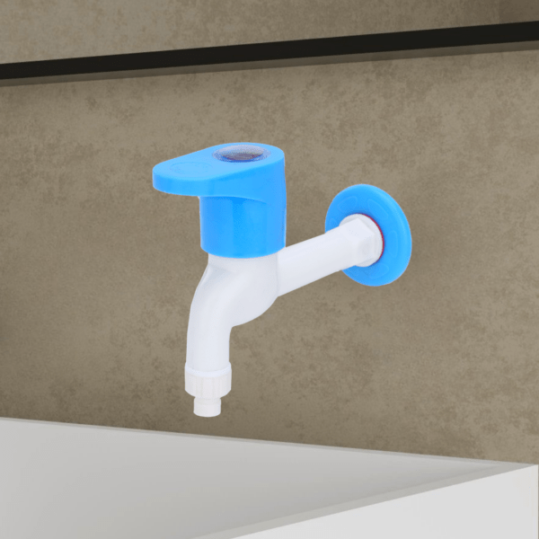 Mashu Opel Heavy Plastic PVC Long Body Washing Machine Tap For Bathroom & Kitchen(Blue & White) - Image 3