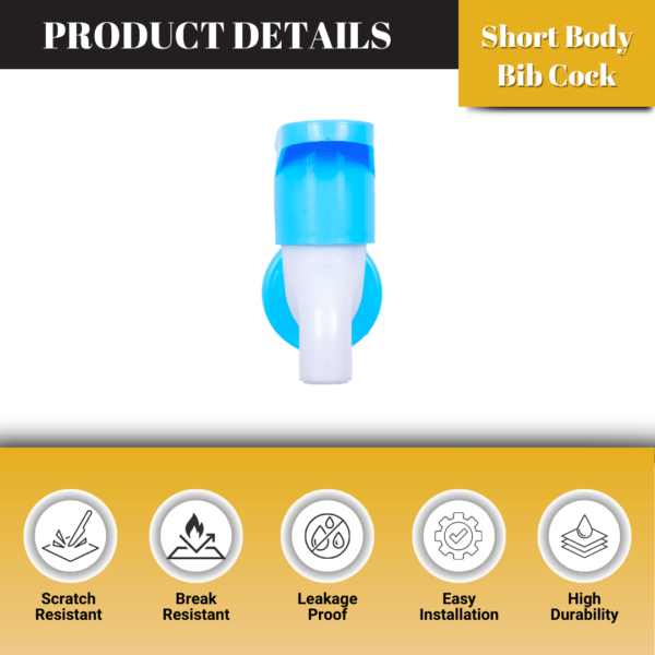 Mashu Opel Heavy Plastic PVC Short Body Tap For Bathroom & Kitchen(Blue & White) - Image 5