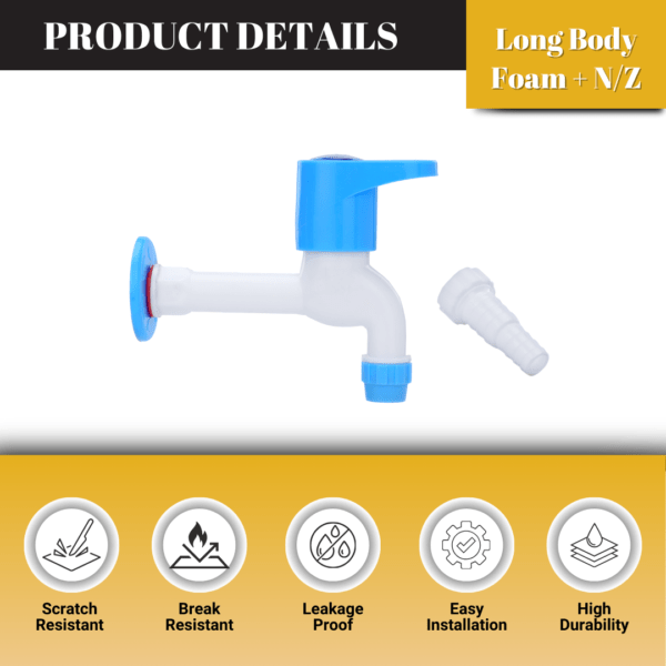 Mashu Opel Heavy Plastic PVC Long Body Foam +N/Z Tap For Bathroom & Kitchen(Blue & White) - Image 5