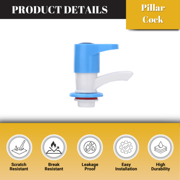 Mashu Opel Heavy Plastic PVC Pillar Cock Tap For Bathroom & Kitchen(Blue & White) - Image 5