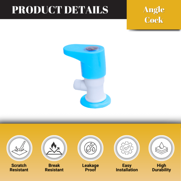Mashu Opel Heavy Plastic PVC Angle Cock Tap For Bathroom & Kitchen(Blue & White) - Image 5