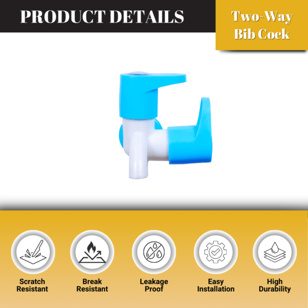 Mashu Opel Heavy Plastic PVC Two Way Bib Cock Tap For Bathroom & Kitchen(Blue & White) - Image 5