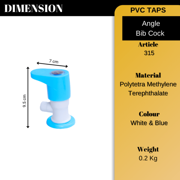 Mashu Opel Heavy Plastic PVC Angle Cock Tap For Bathroom & Kitchen(Blue & White) - Image 6